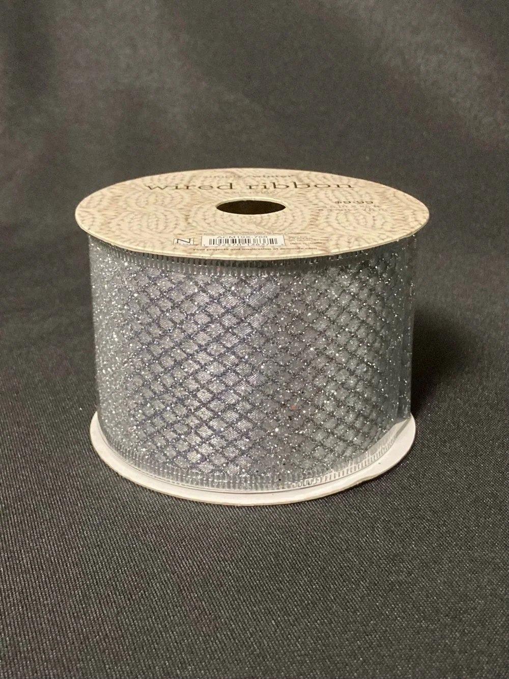 ⭐️ Simply Winter Glittery Metallic Silver Wire Edged Gift Ribbon 2.5” x 300”